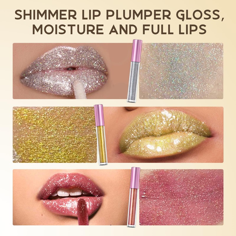 Prreal Glitter Lip Gloss, Shine Diamond Liquid Lipstick, Pearl Shine