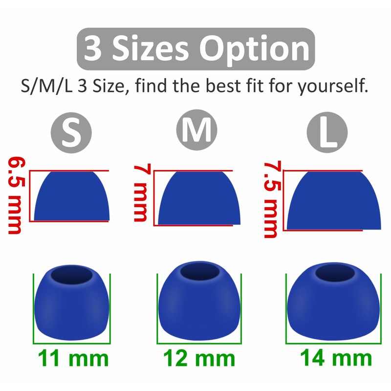 6 Pairs Replacement Silicone Ear Tips Compatible with Beats Studio
