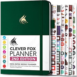 Clever Fox Planner 2nd Edition â Colorful Weekly & Monthly Goal Setting Planner, Habit Trackers, Time Management and Productivity Organizer, Gratitude Journal, Undated, A5, Lasts 1 Year â Forest Green