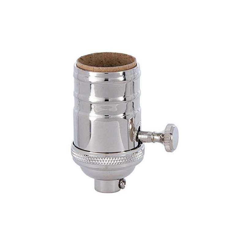 B&P Lamp® Heavy Turned Brass Socket with Brass Knob, Nickel