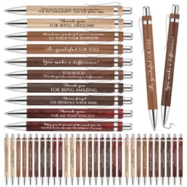 Tellingyou 80 Pcs Christmas Employee Appreciation Gifts Bulk Inspirational Bamboo Pen Affirmation Pens Motivational Quote Retractable Ballpoint Pen Thank You Gifts for Coworker Teacher Staff Gifts