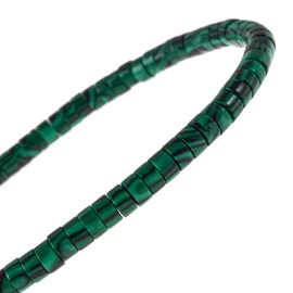Natural Stone Beads Round Green Malachite Gemstone Beads 2x4mm Flat Heishi Disc Gemstone Loose Beads 15inch /Strand for Jewelry Making (2x4mm, Green Malachite)