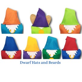 Set of 7 Seven Dwarf Costume Hats (Dwarf Hats) - Fits Kids to Adults - Snow White Dwarf Costume/Gnome Costume (Set of 7 Hats)