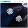 FAMARINE CZ Silver Clip on Earrings for Women Snowflake Diamond