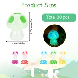 JALCH 30 Pcs Luminous Fairy Garden Gnome Mushroom Garden Decor Glowing in Dark Garden Decor, Ideal for Outdoor Lawn, Patio, Yard, Porch, Micro Landscape