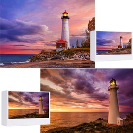 Jigsaw Puzzles Castle Point Lighthouse - WISHDIAM Puzzles for Adults - 2 Pack 1000 Pieces Lighthouse Impossible Difficult Challenging Puzzles for Home Decor Birthday Party Gifts Toy for Men Women