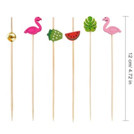 Bekeify Cocktail Stick Pack of 200 Wooden Cocktail Picks Mixed Colours 12 cm Natural Wood Skewers Cocktail Sticks Finger Food Skewers Toothpicks for Sandwiches Drinks Summer Luau Party Accessories