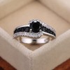 S925 Sterling Silver Black Onyx Engagement Ring Black Ladies Ring