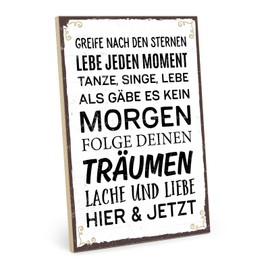 TypeStoff HS-00644 Wooden Sign with Saying - Reach After The Stars - Vintage Look with Quote as Gift and Decoration