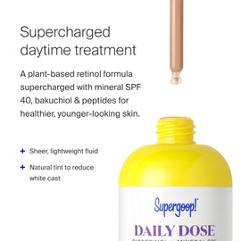 Supergoop! Daily Dose Bioretinol + Mineral SPF 40 with Bakuchiol, 1 fl oz - Plant-Based Retinol Alternative with Mineral SPF, Bakuchiol & Peptides - Helps Repair & Protect Skin - For All Skin Types