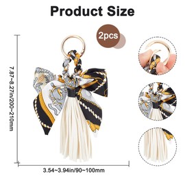 Beebeecraft 2 Pieces Bow Tassel Keyring, PU leather
