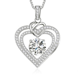 N9NEMUSES Heart Pendant Necklace Gifts for Wife, Engraved 'I LOVE YOU' Gift for Wife Girlfriend, 2 Carat Moissanite Necklace, Birthday Gifts for Women, Anniversary Present for Wife Women, Jewelry Gift for Girlfriend Mom Valentines Day Christmas Day Gifts