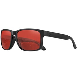 MAXJULI Sunglasses for Men, Polarized Sun Glasses for Men with TR90 Frame and UV400 Protection for Driving Fishing 8120（Black Frame/Rose Red Lens）