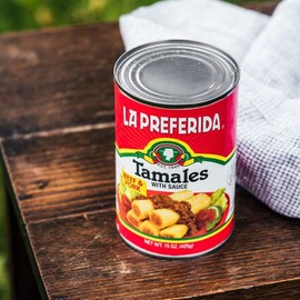 La Preferida Beef & Pork Canned Tamales with Sauce, 15 oz. (Pack of 12)