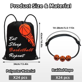 Cheelyvin.H 48 Pcs Party Favors of Ball Theme for Kids, 24 Pcs Ball Drawstring Bags & 24 Ball Bracelets, Lightweight Drawstring Bags Adjustable Braided Ball Charm Bracelet for Adults Boys Girls