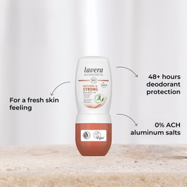 lavera Natural & Strong Deo Roll-On 48h - vegan - natural cosmetics - with organic ginseng & natural minerals - no aluminium - climate neutral - 48h protection - dermatologically tested - 1.69 fl oz