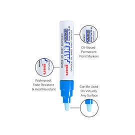 Uni-Ball Uni Paint PX-30 Oil-Based Paint Markers, Broad Line (8mm), Blue, 2 Count