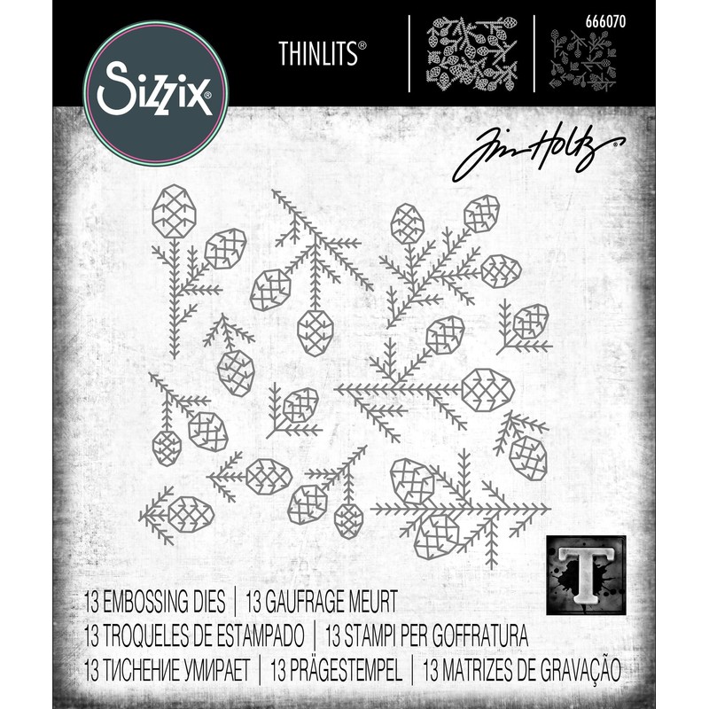 Sizzix Thinlits Dies By Tim Holtz 13/Pkg-Pine Patterns -666070