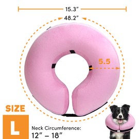 BENCMATE Protective Inflatable Collar for Dogs and Cats - Soft Pet Dog Cone Recovery Collar Does Not Block Vision E-CollarProtective Inflatable Collar for Dogs (Large, Pink)