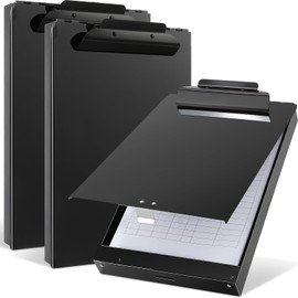 Janlaugh 2 Pieces Metal Storage Clipboard Letter Size Heavy Duty Aluminum Clip Board 14'' x 9.06'' x 2.95'' Contractor Clipboard Dual Storage Form Holder Paper Holder with High Capacity Clip