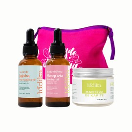 Kit Rosa Mosqueta 50 ml - Jojoba 50 ml - Karité 120 g | Anti Estrías Firmeza Elasticidad y Manchas | Brillo Cabello Anti Frizz | Kit Día de las Madres