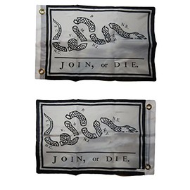 12x18 Join or Die Gadsden 2 Faced 2-ply Nylon Wind Resistant Flag 12x18 Inch Fade Resistant Double Stitched Premium Penant House Banner Grommets