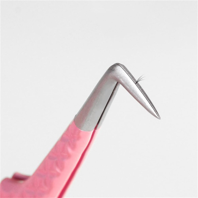 EYAKEG 90 Degree Lash Tweezers for Eyelash Extensions, Precision Fiber