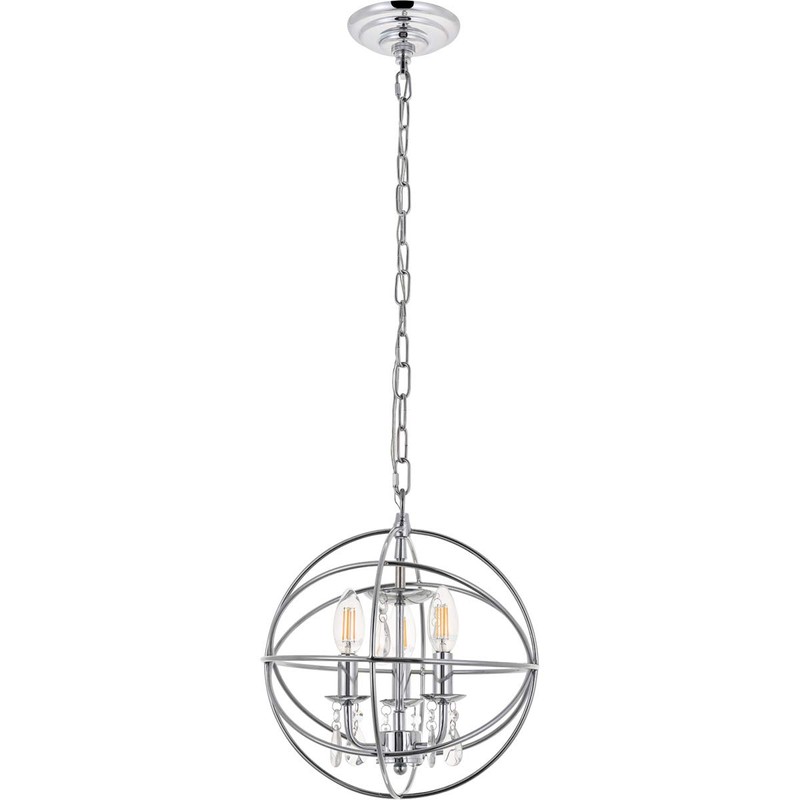 Living District Wallace 3 Light Chrome Pendant