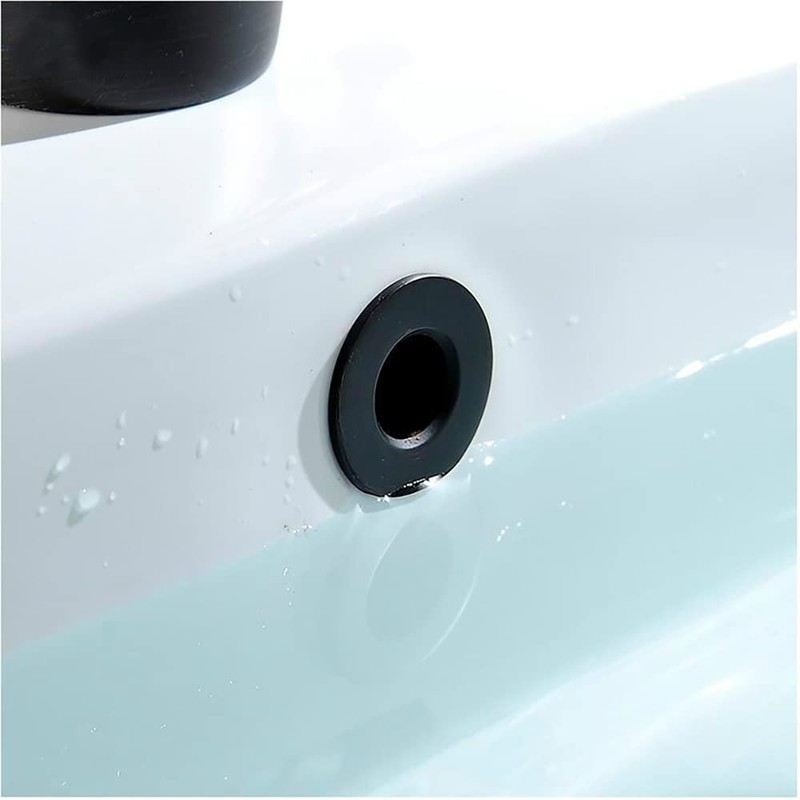 XFYBZN 2Pcs Sink Overflow Ring Matte Black Brass Kitchen Bath