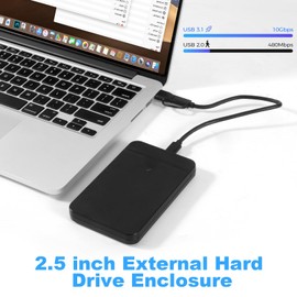 YIIFELL Hard Drive Enclosure 2.5 Inch Enclosure USB C 3.2 Gen 2 / USB Type-A to SATA III up to 10 Gbps External Enclosure for SSD and HDD in Height 9.5 mm/7 mm Tool-free Installation
