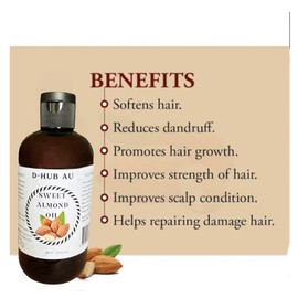 (100ml) Sweet Almond Oil for hair growth, face & baby skin massage oil Premium Carrier Virgin/cold pressed pure Almond Oil made in Australia (Packaging may vary)