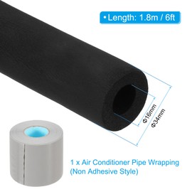 PATIKIL 5/8"(16mm) ID x 6Ft Pipe Insulation Foam Tube, Pipe Cover Wrap Roll Bar Padding Tubing with Wrapping for Handle Grip HVAC Air Conditioner