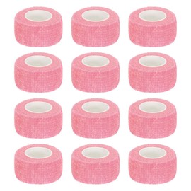 MECCANIXITY 12 Pack Elastic Cohesive Bandage Wrap 1 Inch x 5 Yards Breathable Self Adhesive Athletic Tape Roll Light Pink for Sports Wrist Ankle Support
