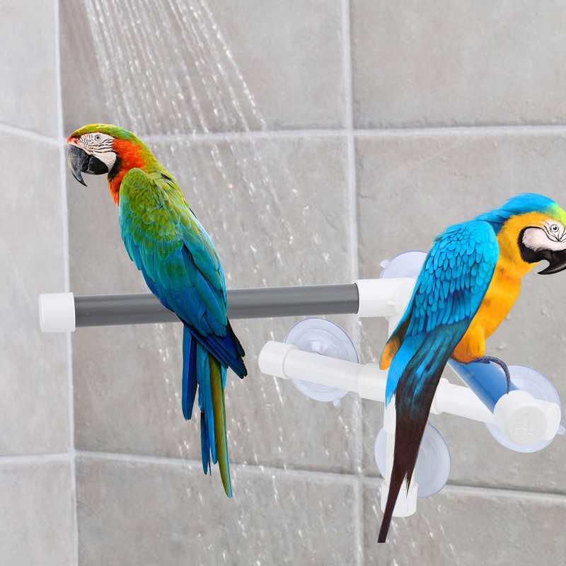 PVC Bird Bath Shower Bathing Perch Stand with Suction Cup