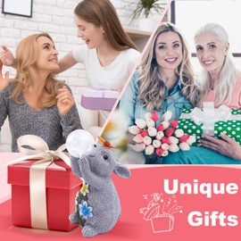 Goodeco Solar Garden Rabbit Lights Rabbit Statue with Bubble Ball Waterproof Decorations Cute Bunny Figurine for Outside Yard Lawn housewarming gifts