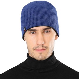 DOANNOTIUM Gorro de Lana con Forro Polar, para Hombre y Mujer, de Invierno, de Malla Suave, cálido, para esquí, Calavera, Azul, Medium