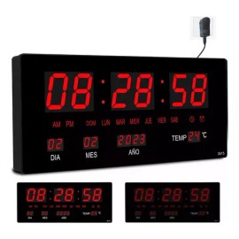Reloj De Pared Digital Con Termómetro, Alarma Y Calendario                                                                                            