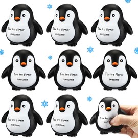 Hollowfly 10 Pcs Penguin Positive Squeeze Stress Balls Emotional Relief Support Balls Stretchy Fidget Ball Inspirational Funny Animal Stress Ball for Valentines Day Gift Employee Coworker Teammate