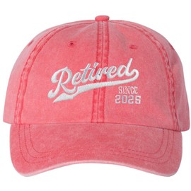 Retired Since 2025 Embroidered Baseball Cap New Retirees Washed Vintage Style Cotton Hat, Red