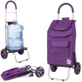 dbest products Trolley Dolly Purple Foldable Shopping cart for Groceries with Wheels and Removable Bag and Rolling Personal Handtruck Standard, 1 unit