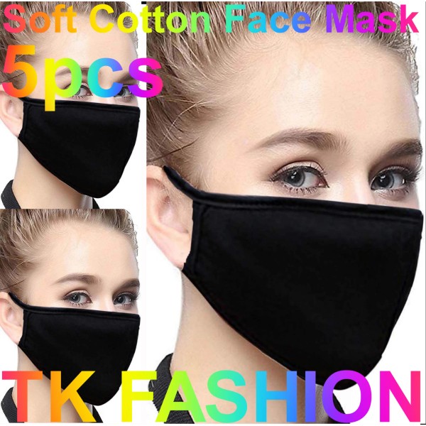 5ea Soft Cotton Face Black Mask Double Layer TK Fashion