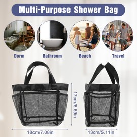 Mesh Shower Bag, Travel Toiletry Bag for Women Men, Portable Toiletry Bath Bag for Bathroom, Gym, Swimming, Camping, Beach, Traveling (Black)