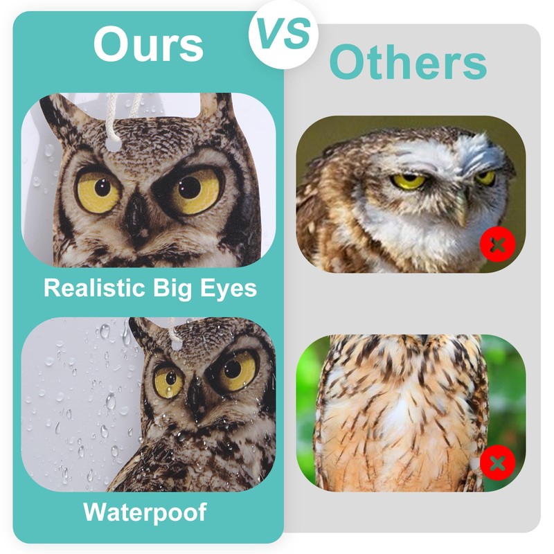 OffiCreative 2 Pack Reflective Fake Owl Decoy, Brown Feathered, Double-Sided