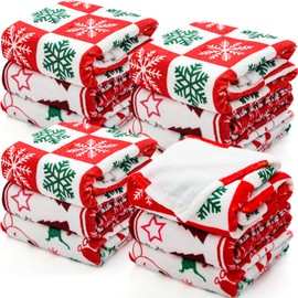 Buryeah 6 Pack Christmas Soft Fleece Blankets Bulk 40 x 59 Inch Lightweight Warm Throw Fleece Blankets Snowflake Deer Snowman Holiday Printed Blanket for Winter Bedding Couch Office Wedding Gift