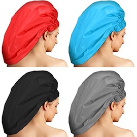 4 Gorros Ducha Grandes para Trenzas Gorros de Ducha Extra Grandes Gorros de Ducha Largos para Trenzas Gorros de Trenzas Gorros Impermeables Gorros de 