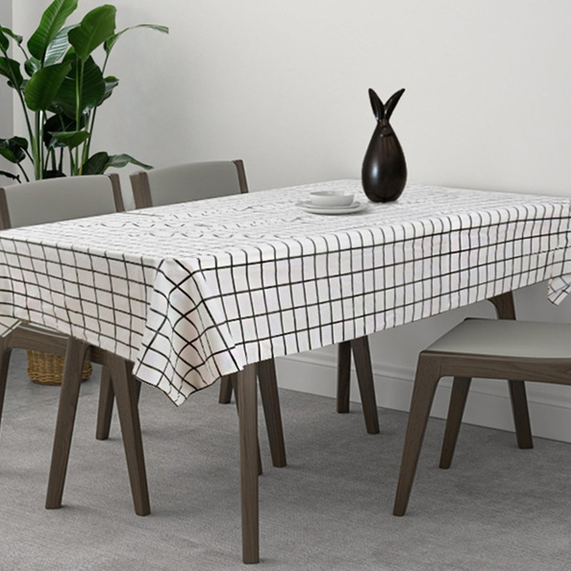 HanYun White Check Table Cloth, Plastic Tablecloth 137x180cm Plastic Table