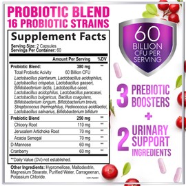 Hello Lovely! Formulated Probiotics for Women, 60 Billion CFU & 16 Strains + Prebiotics & Cranberry, Vaginal Women's Probiotic for Digestive Health, pH & Immune Support, Shelf Stable - 120 Capsules