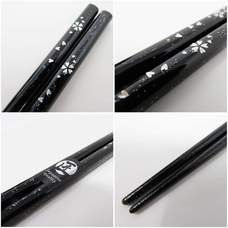 GES Wakasa Lacquer Chopsticks Night Cherry Blossoms Japanese Chopsticks Dishwasher