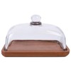 VivaBelle Glass Butter Dish with Wood Lid, Clear Domed Cheese
