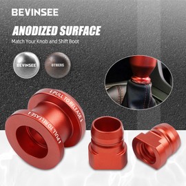 Bevinsee Shift Boot Collar Upgrade M10x1.5mm Shifters Knobs Compatible with Acura RSX TSX 2002-2005 Compatible with Honda Accord 2003-2007,Civic 2002+,CR-V 2002-2006,Element 2003-2011 Aluminum Red
